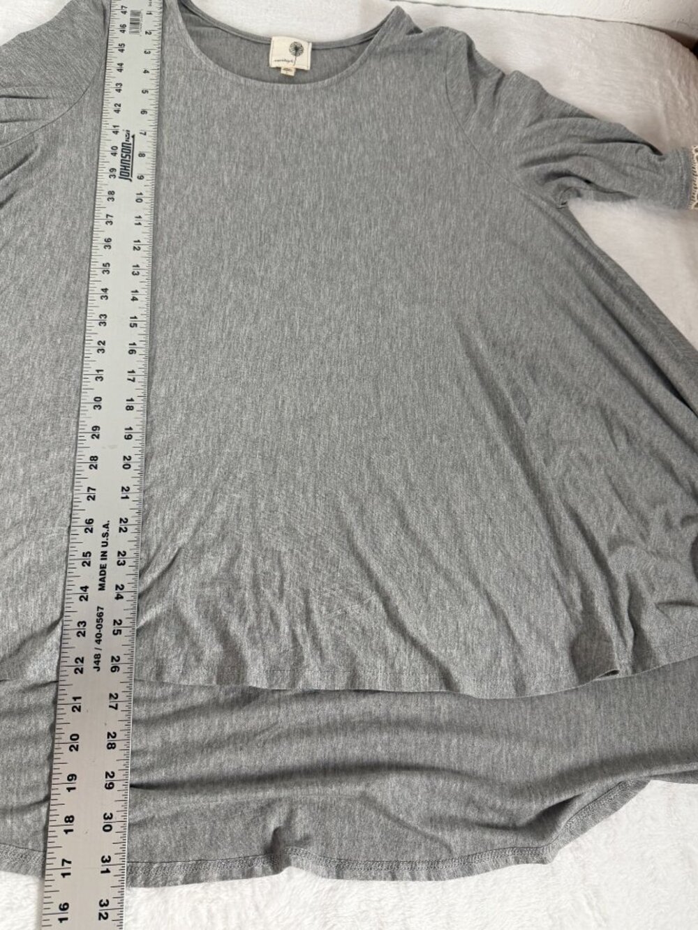 Everleigh Top Womens Large Gray Knit Tunic Lace Trim 3/4 Sleeve Hi Low Swing - Picture 8 of 8